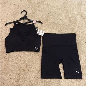 PUMA 2 PIECE SET FITNESS WORKOUT MARATHON CONTINUES WOMENS SZ SMALL